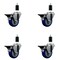Service Caster 3.5'' Blue Poly Swivel 1-3/8'' Expanding Stem Caster Set with Brake, 4PK SCC-EX20S3514-PPUB-BLUE-PLB-138-4 - alternate 1